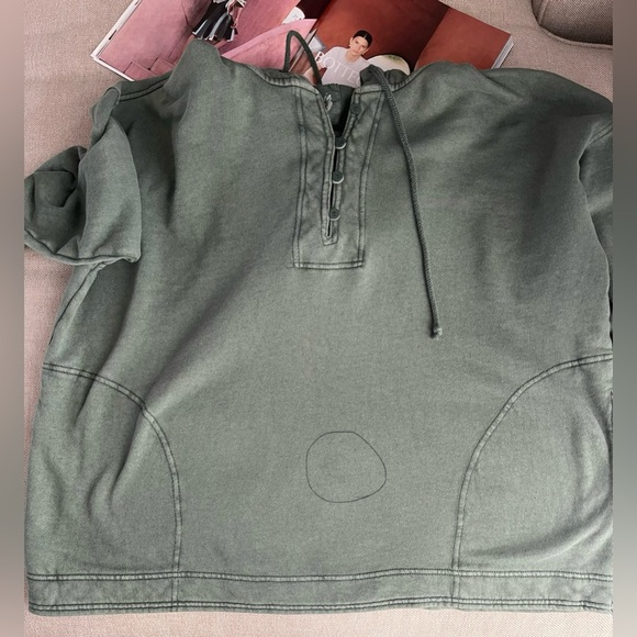 Aerie Beach Weekend Oversized Hoodie In Army / Olive Green Size M - Picture 10 of 11